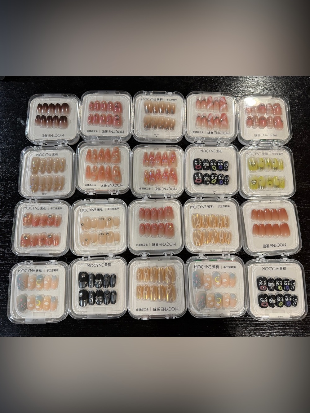 20 Lot NEW Assorted Women's Press-On Nails - Pink, Nude, Black & Yellow Styles